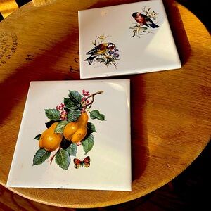 6” square tiles with transfers.  to adorn your vintage kitchen.  hot pads